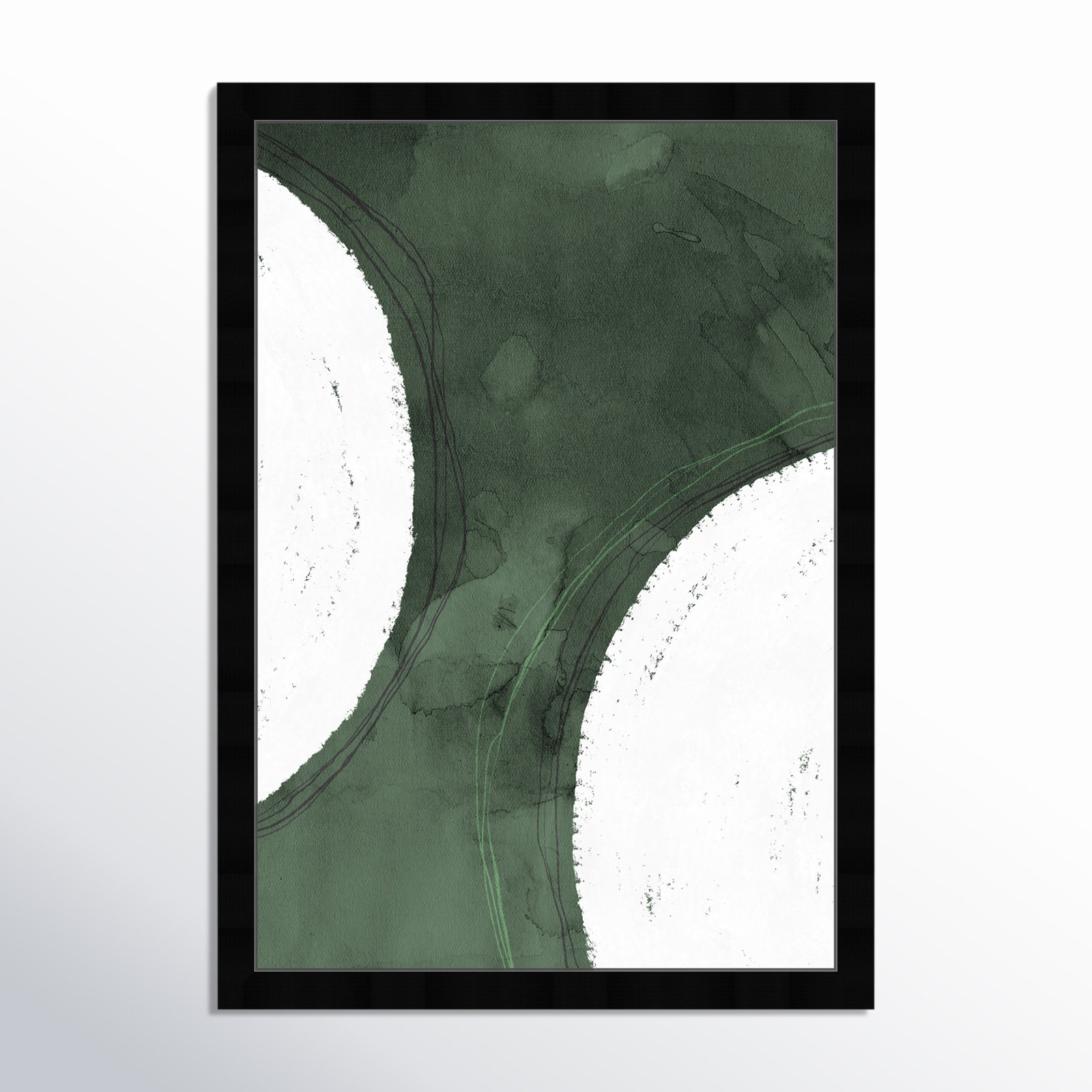 Green Moon Painting by Oliver Gal, 17" H x 12" W x 0.5" D, Black