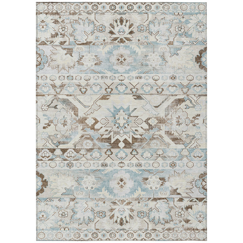 Machine Washable Indoor/Outdoor Chantille ACN2638 Global Rug, 8' x 10', Ivory