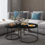 Ensemble de 2 tables basses gigognes à plateau rond en marbre avec structure en métal robuste et tables d'appoint pour salon, balcon et chambre à coucher, noir, 27,6 po-1493672456-1493672457