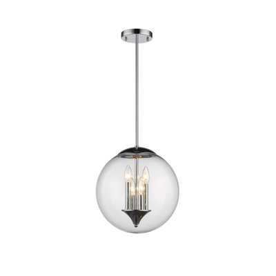 4-Light Chrome Pendant With A Clear Glass Shade