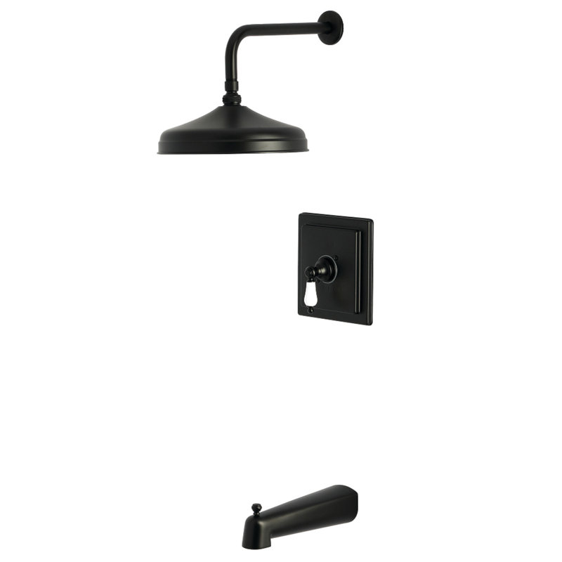 Kingston Brass Single-Handle Pressure Balanced Tub And Shower Faucet, Matte Black