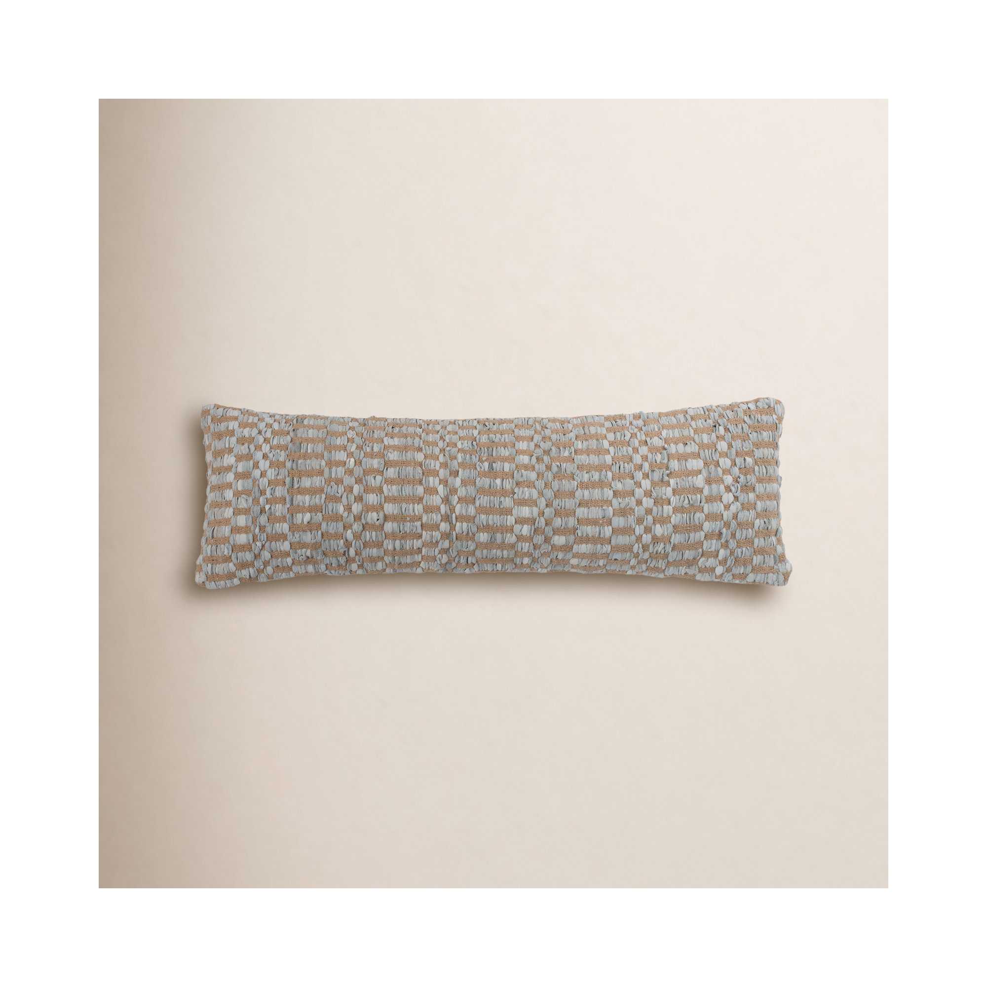 Geometric Cotton Throw Pillow, Limestone, 16"H x 44"W