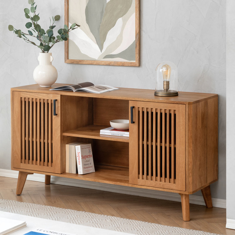 Elena Solid Wood 2 Door Media Unit, Mid Tone Honey