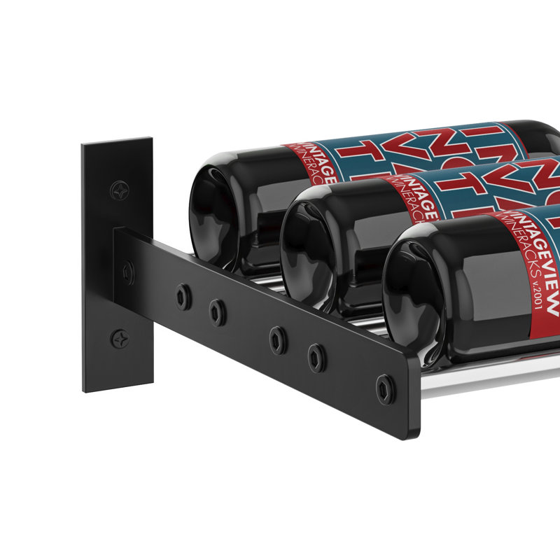 Abbie-Marie Wall Mounted Wine Bottle Rack, Black/Chrome