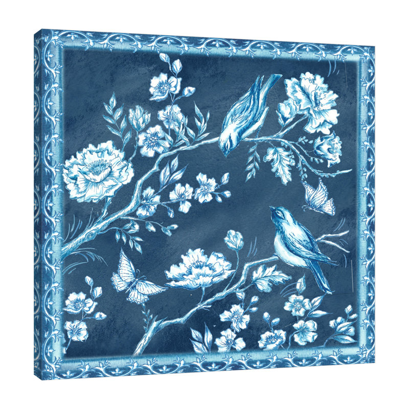 «Chinoiserie Tile: Birds & Blossoms», toile tendue par Winston Porter, H 12 po x l 12 po x P 1,5 po