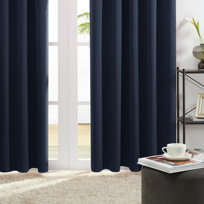 Harlowe Room Darkening Curtain Pair, 38" W x 72" L, Navy Blue