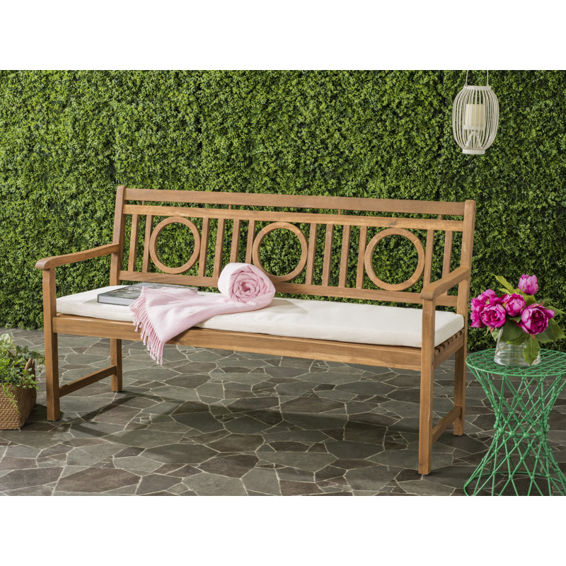 Solid Wood Acacia Outdoor Bench, Natural/Beige