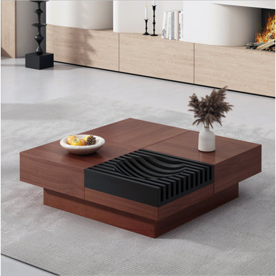 Italian Retro Acacia Wood Coffee Table with Storage – Mid-Century Style, Solid Wood, Practical Organizer