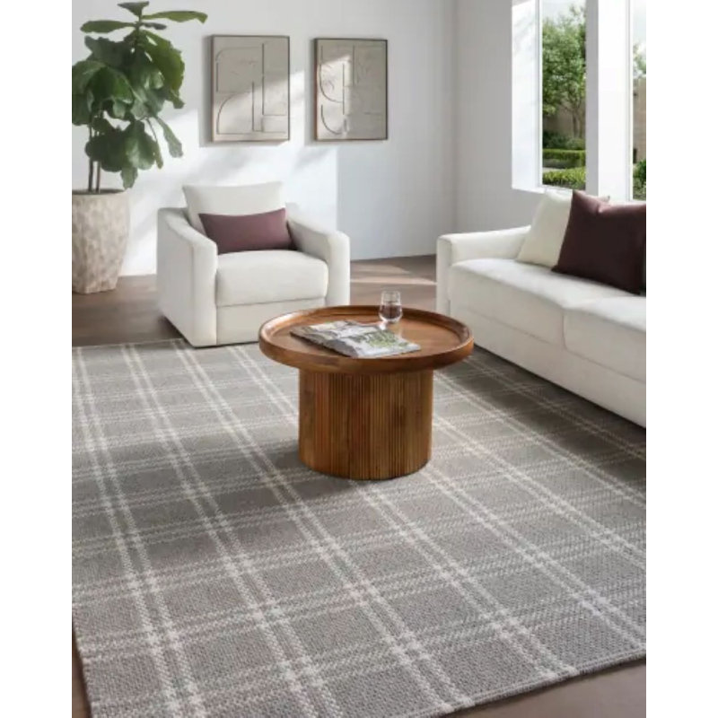 Tapis fait main Kensignon, Gris / Ivoire, Rectangle 5 pi x 7 pi 6 po
