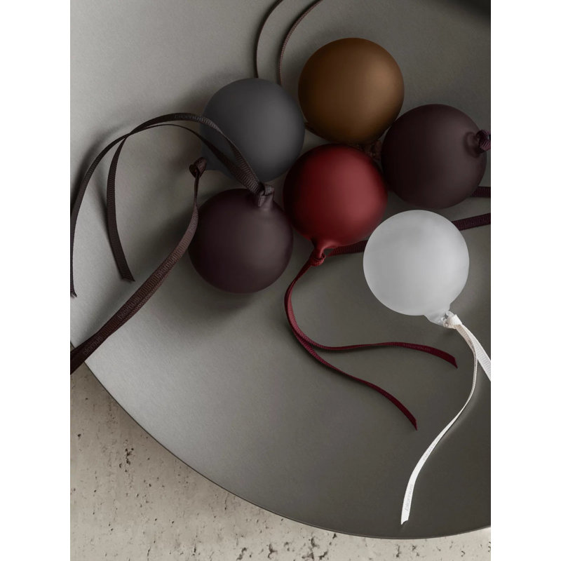 Ornement en verre mat Juhla - ensemble de 6 - couleurs assorties, Fumée, café et verre givré