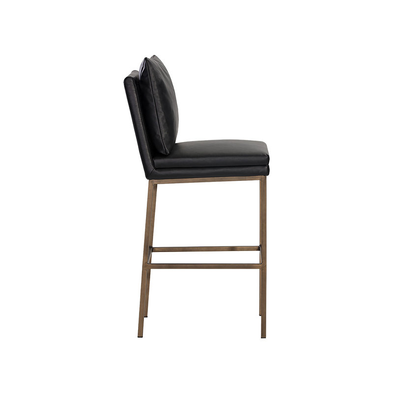 Paige Counter Stool - Bravo Cream, Black Faux Leather, Bar Stool (30" Seat Height)
