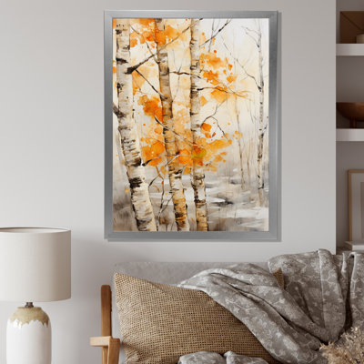 «Orange Brich Wood In Winter V», reproduction sur toile