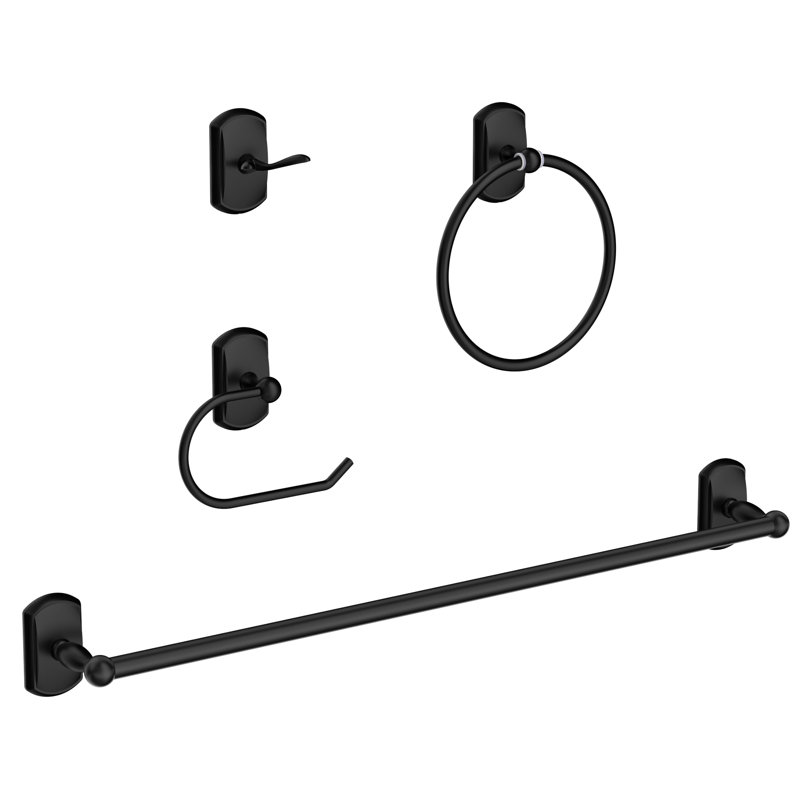4 - Piece Bathroom Hardware Set, Black