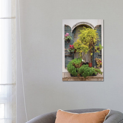 Italian Window Flowers IV by Laura DeNardo - 1 Piece Wrapped Canvas Wall Art