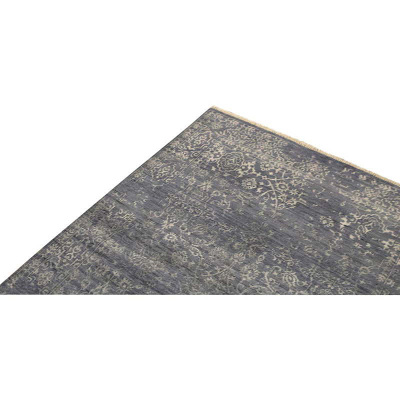 Tapis gris / beige noué à la main de haute qualité et unique en son genre