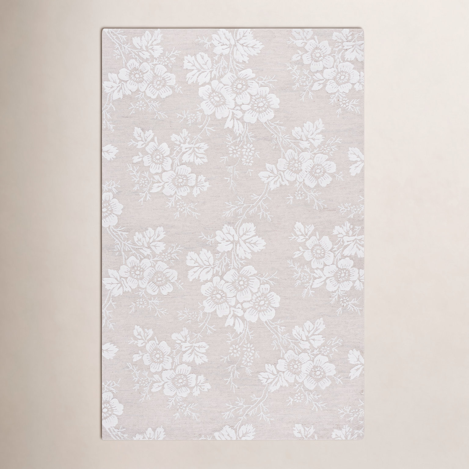 Hand-Tufted Wool Floral Rug, Rectangle 5' x 8'