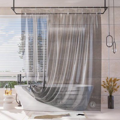 Doublure de rideau de douche, rideau de douche 100% EVA luxueux gris clair doux et doublure 2-en-1, rideau de douche en plastique 72 x 72, 12 œillets antirouille et pierres de poids lourds