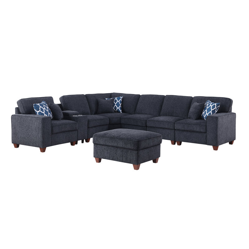 Naomi Piece Upholstered Sectional, Dark Gray Chenille