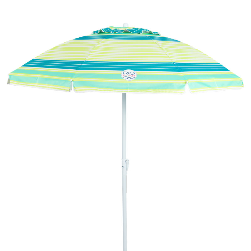 6 ft. Multicolor Beach Umbrella with White Steel Frame