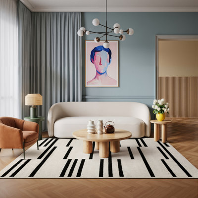 Tapis beige / noir Colesen Staggered Stripes