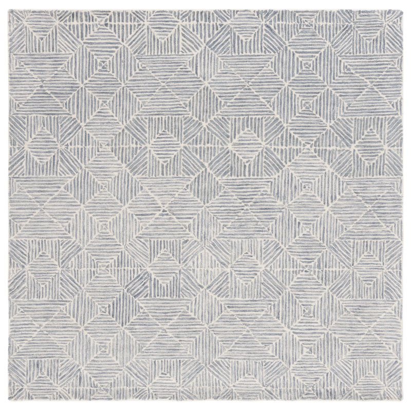 Tapis géométrique en laine tissé à la main 0,8 po Forbestown, Carré 6 pi