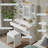 anity Desk with LED Mirror and Lights, Padded Stool, USB Charging, Hairdryer Holder, Storage Drawers, Modern Bedroom Makeup Table-1393425381
