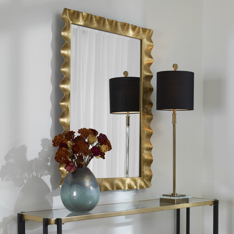 Miroir mural Edith, Feuille d'or légèrement vieillie