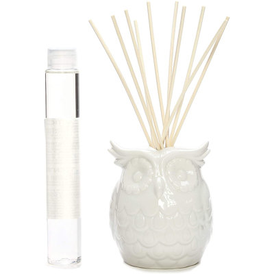 Hosley Aromatherapy Lavender Reed Diffuser Oil Set – 110ml Ceramic Owl Bottle with Rattan Sticks, Farmhouse Home Fragrance for Bathroom, Spa, & Wedding Gift