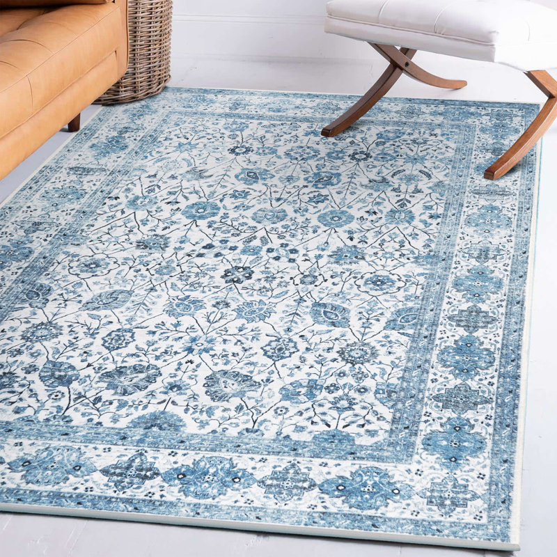Tapis avec envers antidérapant Lerik Blue, Rectangle 5 pi x 7 pi