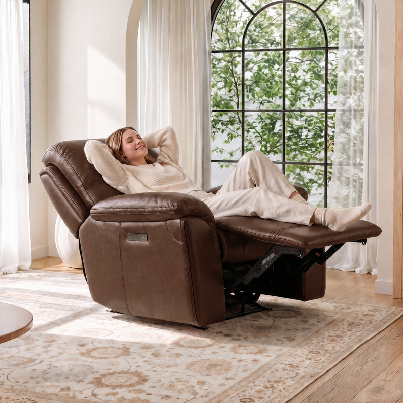Canapé inclinable électrique en cuir de 109 cm (43 po) avec fonction zéro gravité, port USB intégré et appui-tête réglable