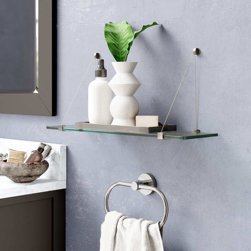 Dasheika Floating Shelf, Brushed Steel, 30" W x 8" D