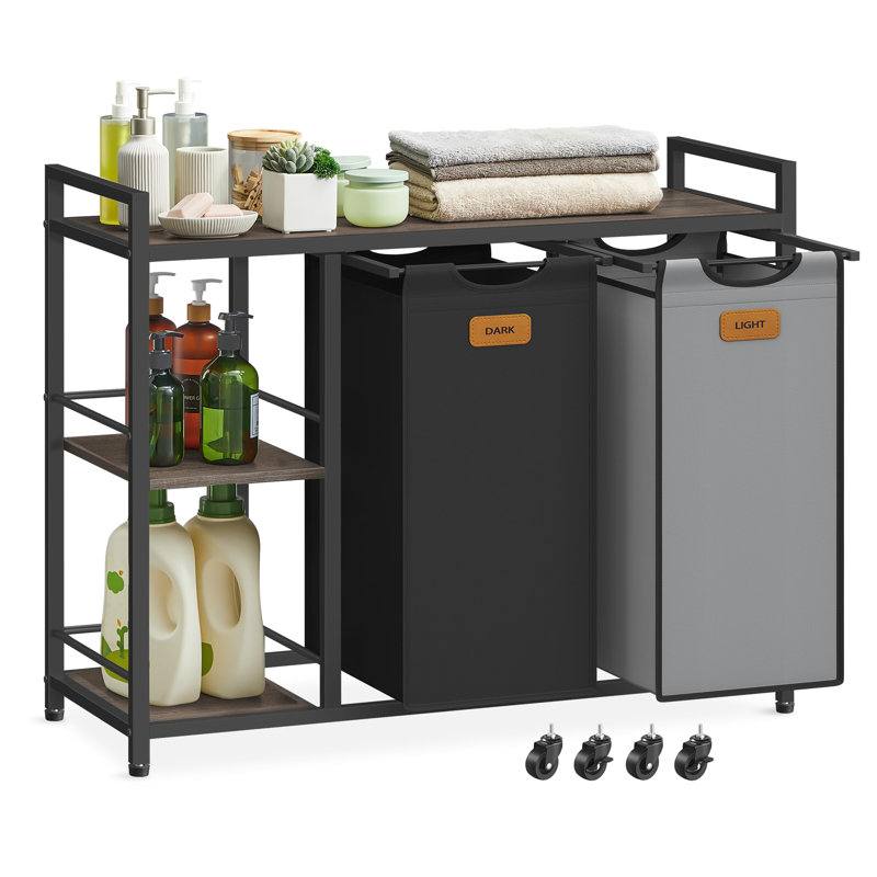 Rolling Laundry Hamper with Handles, Black