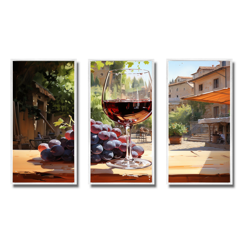 «Balayage de bourgogne», art mural vin, H 28 po x l 36 po, Cadre flottant blanc