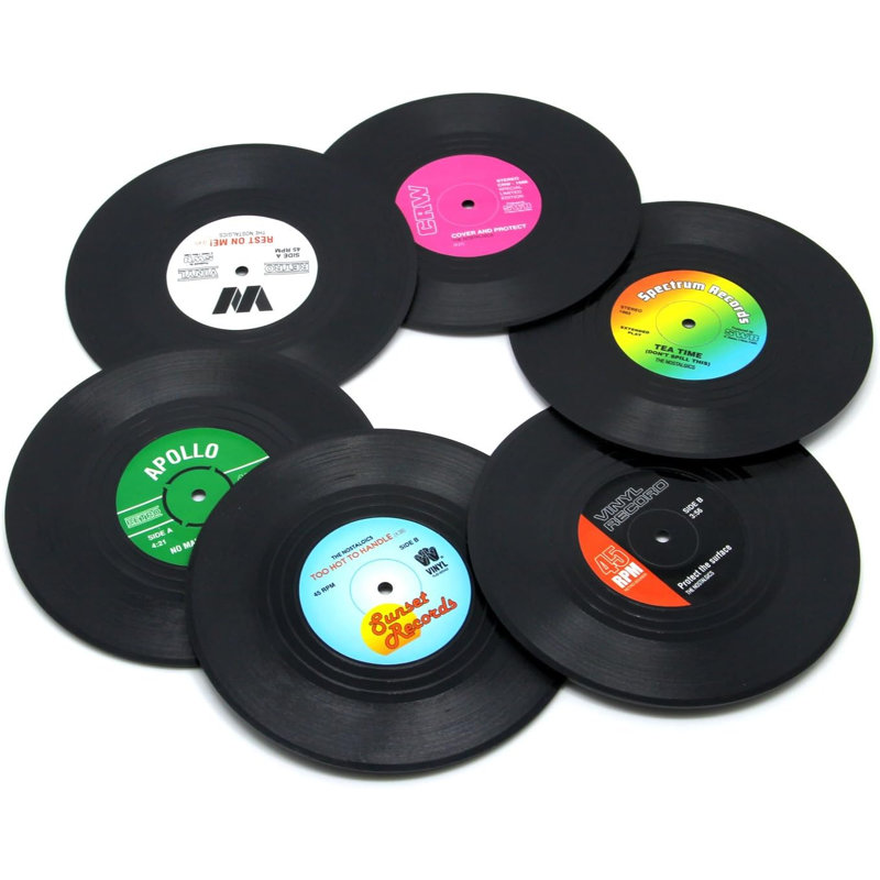 Vinyl Round 6 Piece Coaster Set