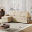 Lit de rangement 85,8 po avec coussins confortables et méridienne beige moelleuse avec pieds en plastique-1343783370-1343783375