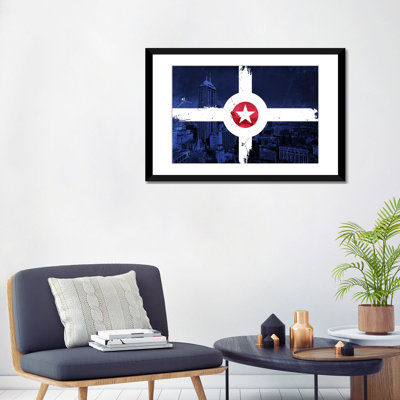 Indianapolis drapeau, city horizon, impression sur toile