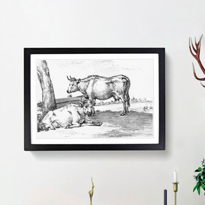 Two Cows by Jean Bernard - Picture Frame Drawing Print