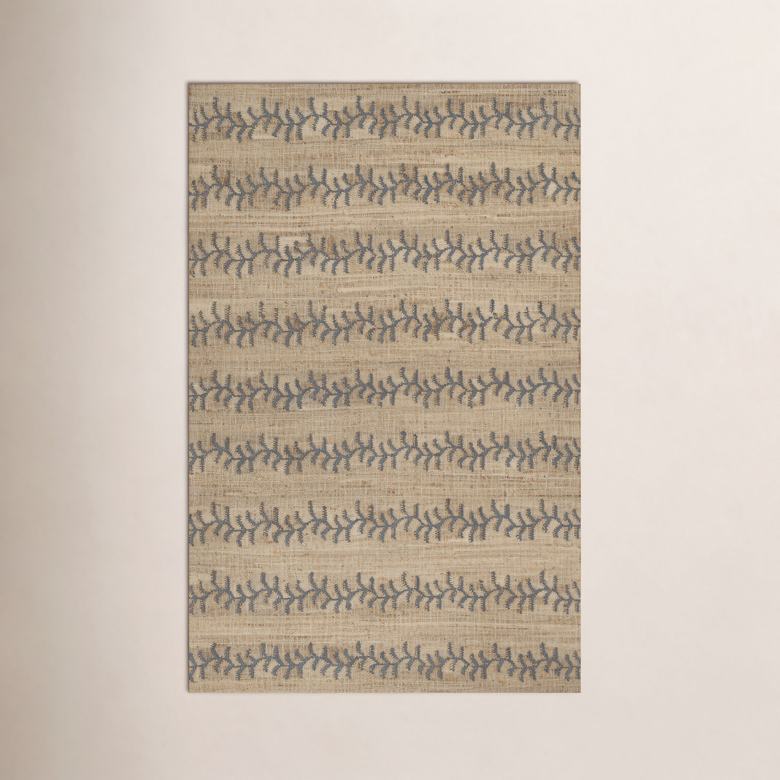 Adoria Blue Hand-Woven Striped Jute Rug, Rectangle 8' x 10'