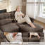 Canapé d'angle modulaire en chenille marron de 250 cm (98 po) en forme de U avec 2 poufs et coussins lombaires-418217070