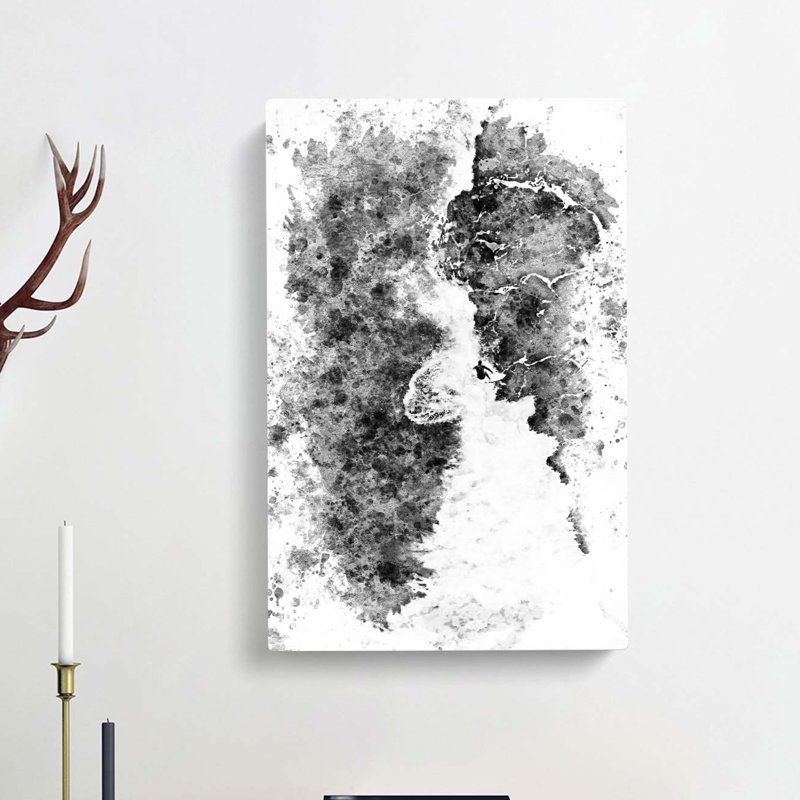Surfer Riding The Wave Abstract Art - Wrapped Canvas Print, 50cm H x 35cm W x 3cm D