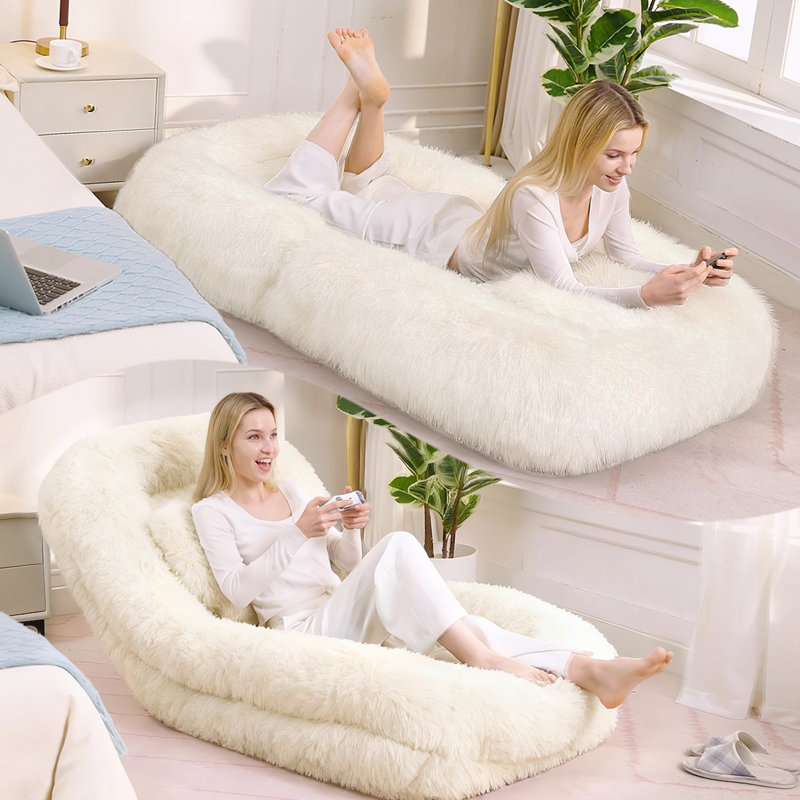 Lit pour chien humain, Beige Polyester
