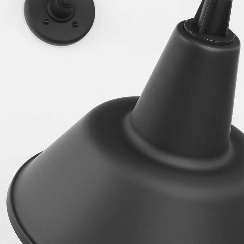 Thomas O'Brien, "Academy 36" Anchored Larrabee Barn Light in Matte Black with 12.5" White Bowers Shade, Black