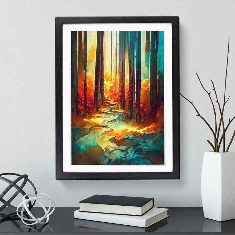 Forest Portrait No.3 Abstract - Single Picture Frame Painting, Black, 64cm H x 46cm W x 2cm D