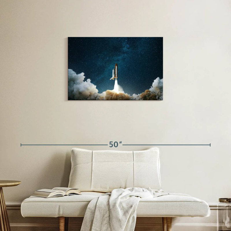 Fusée Oberle contre les étoiles, H 20 po x l 30 po