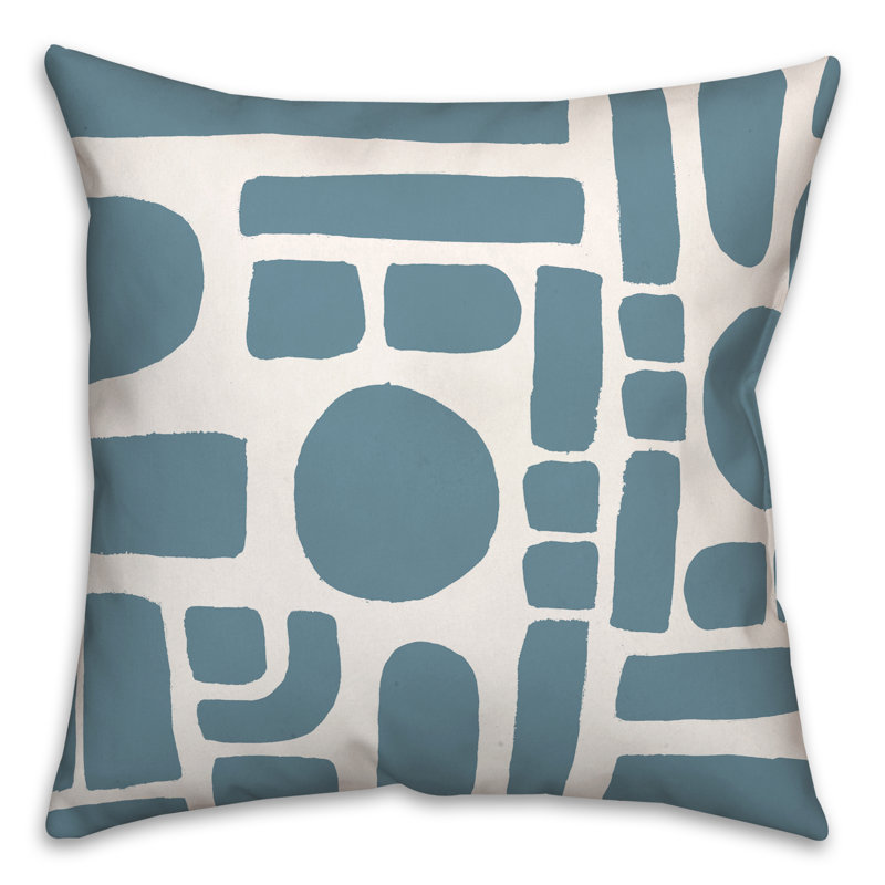 Geometric Outdoor Reversible Throw Pillow, Blue
