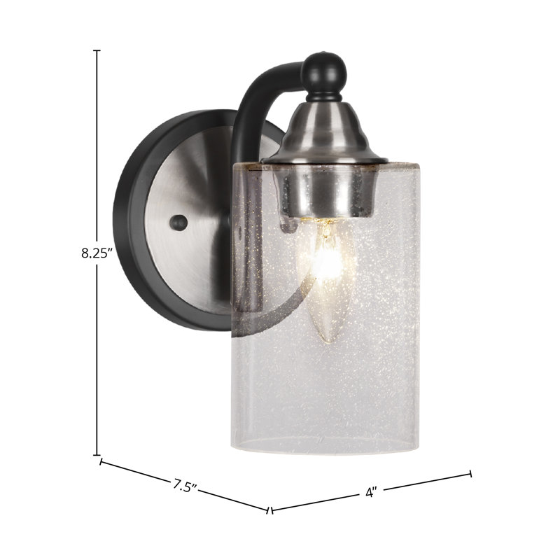 Applique murale 1 lumière Achen, Noir mat / nickel brossé