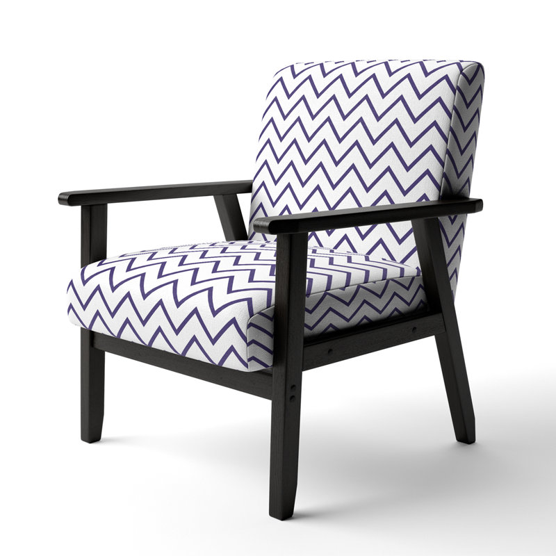 Fauteuil d'appoint en velours bleu, Accoudoirs carrés noirs