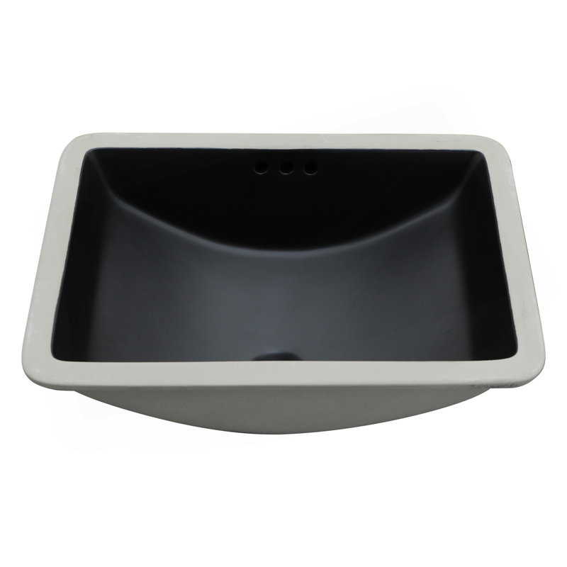 21"x14.75" Black Ceramic Undermount Bathroom Sink with Overflow