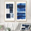 Toile bleu marine, art mural abstrait indigo 2 pièces, horizon indigo-409059181-401683803