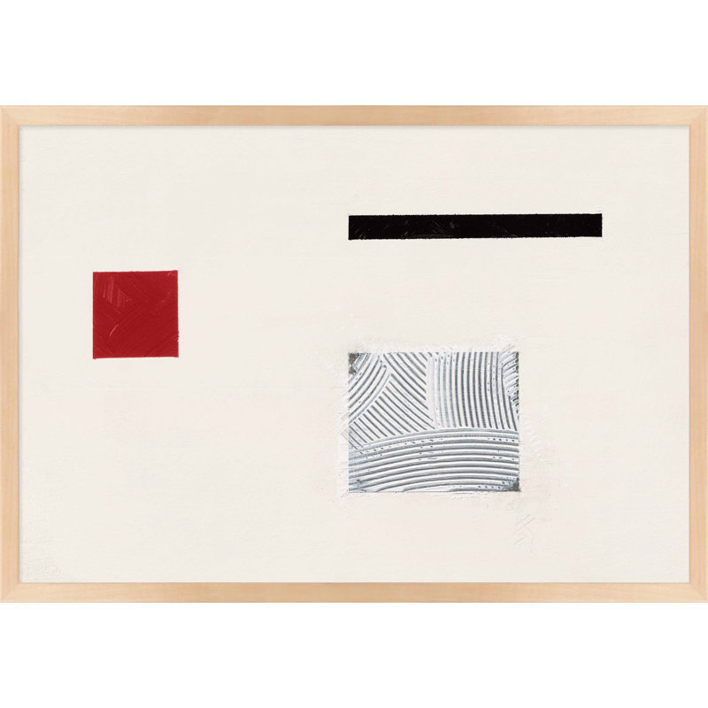 Tempo with Red 1 par Robert Kamnatnik - Art mural encadré, Papier avec cadre érable, H 21 po x l 30 po x P 1,25 po